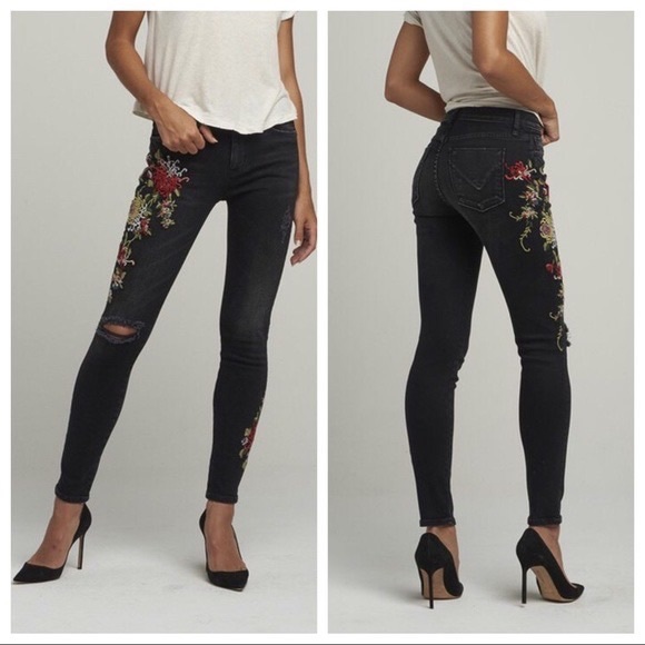 Hudson Nico Embroidered Midrise Skinny Jeans - Picture 9 of 10
